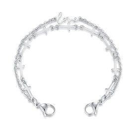 mnmoom lnterchangeable Medical Alert Bracelets-Stainless Steel Chain with lobster clasps-Just Chain (love cross Chain-6 in)