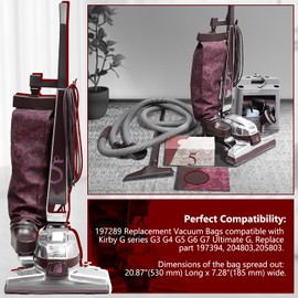 LEFITPA Replacement 3-Pack 197289S Vacuum Bags for Kirby Heritage II Legend II Generation G3 G4 G5 G6 Ultimate G7