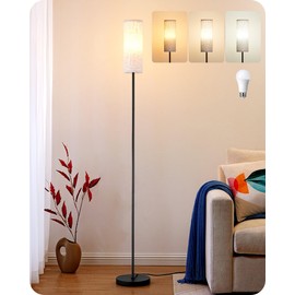 EDISHINE Floor Lamps for Living Room, 63.7in Minimalist Standing Lamp with 9W LED Bulb, 3 Color Temperature, Modern Corner Lamp for Bedroom, Nursery, Office, Foot Pedal Switch, Black