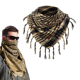 Bufanda Táctica para Hombre y Nujer, Bufanda Árabe, Ideal para Combinar de Forma Creativa, Diseñado para Montar en Moto, Máscaras de Paintball, 100 x100 cm(Caqui)
