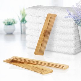 COM-FOUR® 10 x Bamboo Hair Comb - Wooden Comb - Fine-Toothed Hairdressing Comb - Handy and Robust Pocket Comb - 13.5 cm (Pack of 10 - Natural Brown)