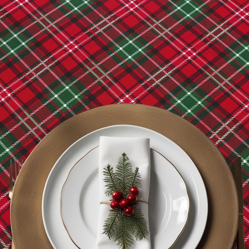 uwdfnwuif Christmas Tablecloth Winter Holiday Table Cloth Washable Christmas Plaid
