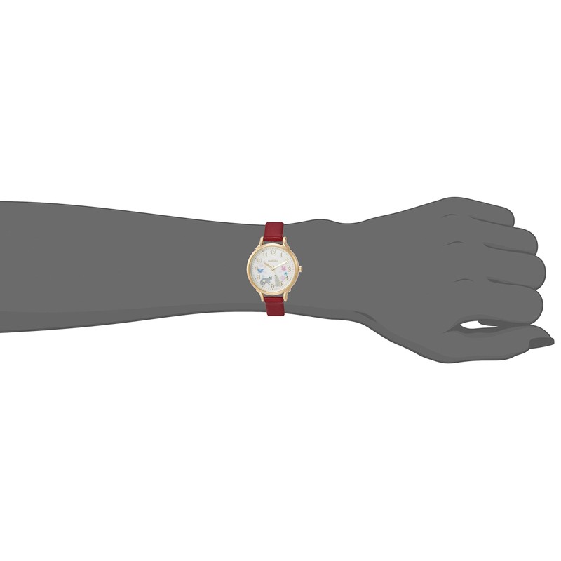 Fieldwork GY006 Women's Analog Wristwatch, Syrup, Leather Strap, red, Watch