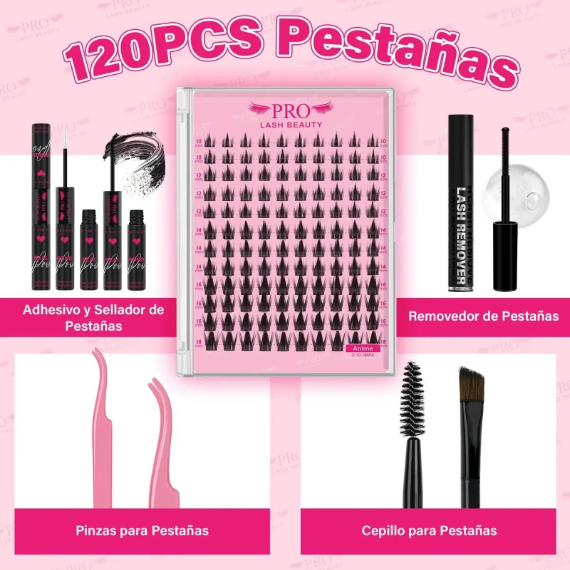 Extensiones De Pestañas Kit Efecto Manga Anime Mixto Lash