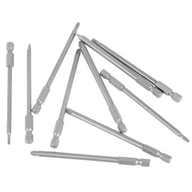 Screwdriver Bits Set 1/4 Inch Hex Shank Magnetic Steel Extra Long Power Hand Tool Slotted Cross Hex Head 10-Piece