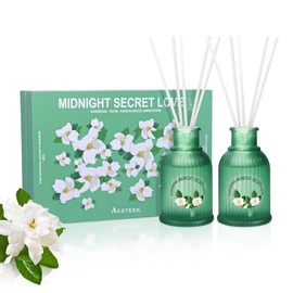 Aeeteek 2 Packs Reed Diffuser Set, 200ml Gardenia and Tuberose Essential Oil, Floral Scent Home Fragrance with 12pcs Fiber Sticks, Aromatherapy Scented Gifts for Bedroom Bathroom Office Shelf Decor