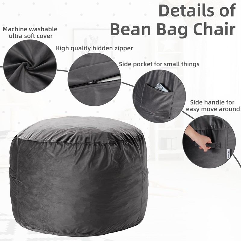HABUTWAY Bean Bag Chair 3Ft Luxurious Velvet Ultra Soft Fur