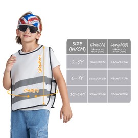 White 6-9 Years kids High Vis Reflective construction Safety vest