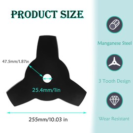 ZGIOPGEIN 3 Tooth Shredder Blade Universal Brush Cutter Blade 25.4 MM Bore Grass Trimmer Blades Brush Cutter Accessories for Garden Lawn Trimmer Blade Replacement