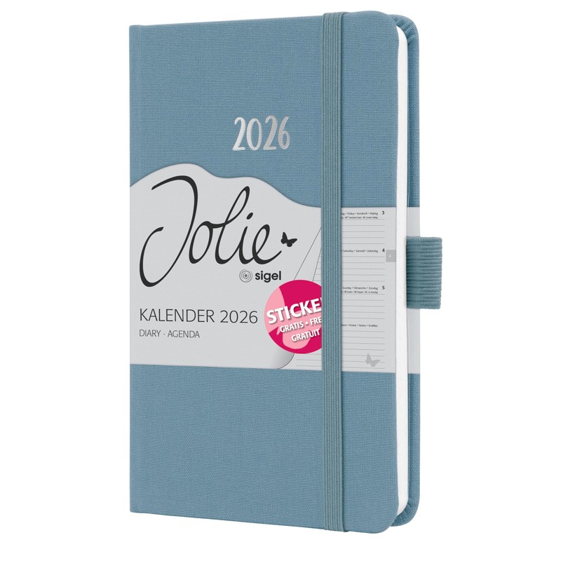 SIGEL Jolie J6400 Weekly Planner 2026 A6 Blue, Hardcover with