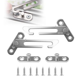 2 PCS Window Restrictors Locks,Stainless Steel Child Security Restrictor Hook with Screws Left Right Handed Easy Install Child Lock Restrictor Catch Safety Catch for Home,School,Kindergarten