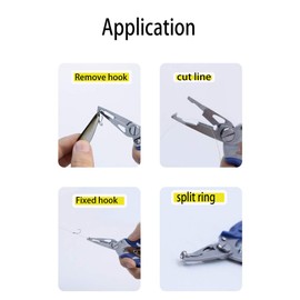 tzoxal Fishing Pliers Stainless Steel Fish Hook Remover, Saltwater Resistant Fishing Braid Scissors Braided Line Cutter, Split Ring Opener Fishing Tools (5in-3pcs)