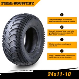 Free Country 24x11-10 ATV Tires 24x11x10 4PR All Terrain, Set 2