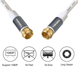 RG6 Coaxial Cable, F-Type Connectors, Double Shielded Coax Cable for TV Antenna,HDTV, CATV, DVB-T2/C/S, Modem, Radio, Satellite Receivers, DVR, VCR, Cable Box, Home Theater (1M)
