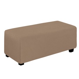 Easy-Going Funda otomana elástica fácil de Usar, Taburete de Almacenamiento Plegable, Protector de Muebles, Funda Rectangular Suave con Fondo elástico mas Grande Camello