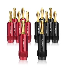 VVFLED 12 Pcs Gold Plated Banana Plugs Speaker Wire Connector for DIY Installations, Speaker Cable, Amp, Home Theater, Wall Plates Quick Connect Speaker Banana Plugs