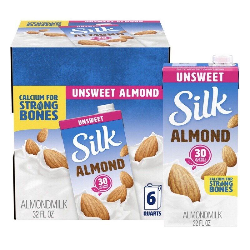 Silk Shelf-Stable Unsweetened Almond Milk, 1 Quart ( 6 PACK