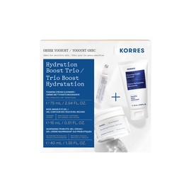 KORRES | Greek Yoghurt Hydration Boost Trio set | Foaming Cream Cleanser, Eye Gel & Gel-cream
