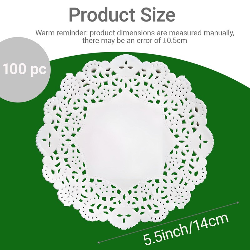 AimtoHome White Round Paper Doilies,5.5 Inch Lace Doilies for Dessert