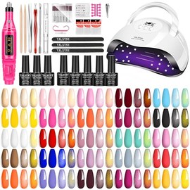 Kit de esmalte de uñas con luz UV, kit de iniciación de esmalte de gel de 25 colores
