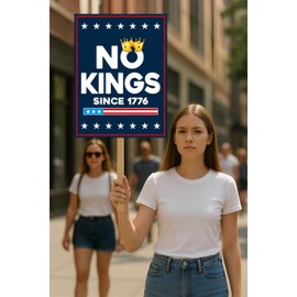 No Kings In America Protest Sign, Anti-Trump Resistance, Political Activist Poster, Rally Sign, Resist Fascism Protest Poster