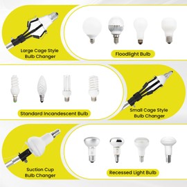 Orvella 26FT Reach Light Bulb Changer with Extension Pole, for High Ceilings with Cage Style and Suction Cup Bulb Changers, 5-20FT Aluminum Bulbs Telescopic Pole Changers for Recessed Lights
