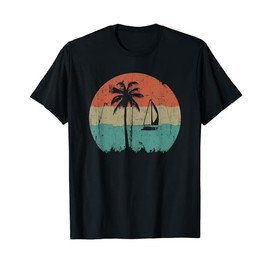 Tropical Beach Palm Trees Vintage Retro 70s 80s Nautical T-Shirt