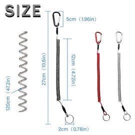 ZZHBOO Pack of 3 Carabiner Fishing Lanyard Spiral Cable Fishing Lanyard, Anti-Lost Spiral Safety Rope with Carabiner Elastic Spiral Key Ring Stretchy Key Chain, blue