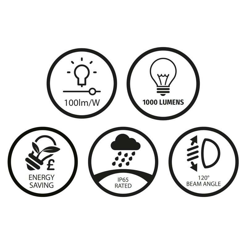 Bright Source Outdoor 10w LED Black Circle Bulkhead Black, IP44,