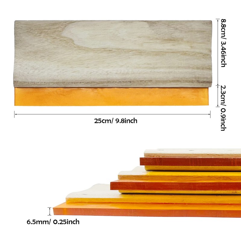 Cayway 5 PCS Screen Printing Squeegees, Durable, Abrasion-Resistant, Water- and