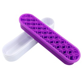Unlorspy Purple Silica gel Makeup Brush Holder Box Multi-Purpose Silica gel Make Up Brush Storage Stand Rectangle Multipurpose Painting Pen Holder for Brush,Art Craft and Painting Brush