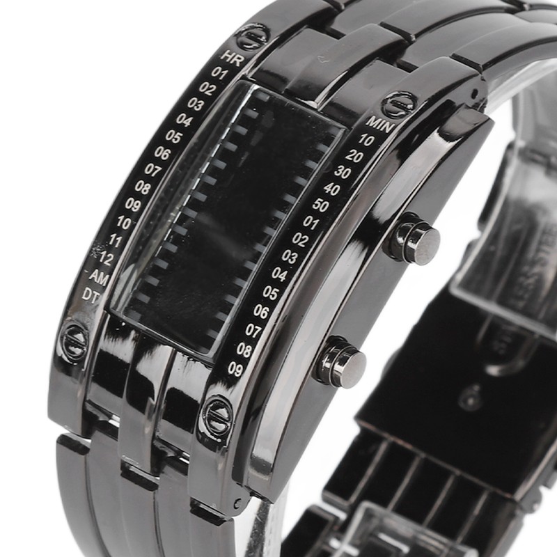 LED Watch Unique Binary Time Mode Display Convex Arc Structure