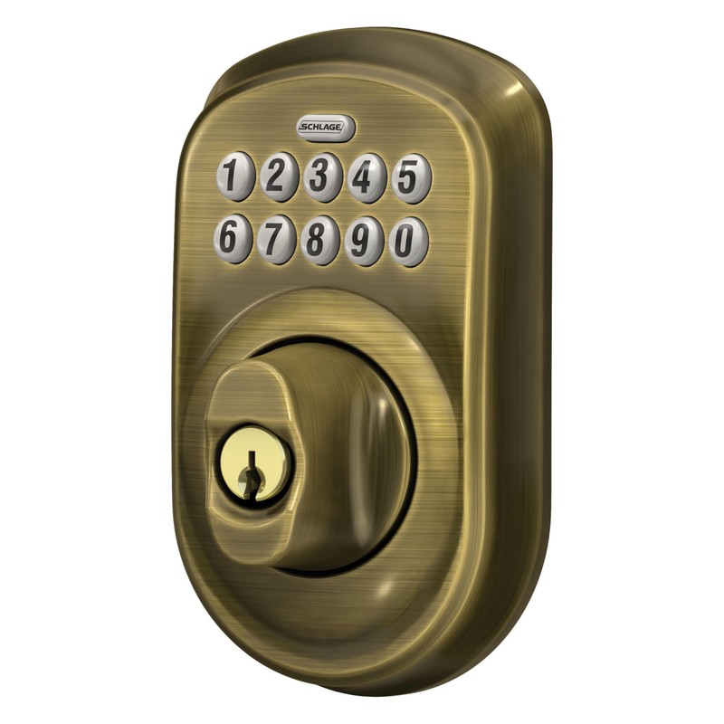Schlage BE365 V PLY 609 Plymouth Keypad Deadbolt, Electronic Keyless
