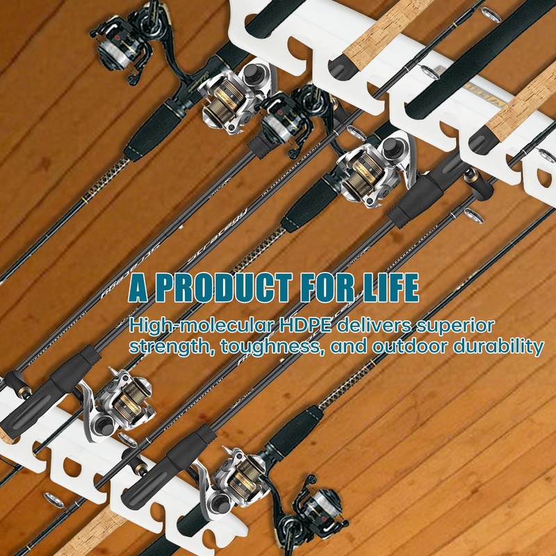 FEIMIRE Wall Mount HDPE Fishing Rod Holder for 11 Rods