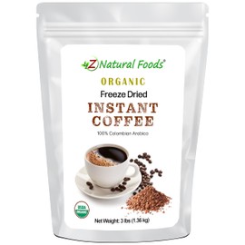 Z Natural Foods Freeze-Dried Organic Instant Coffee - Made from Medium Roast 100% Arabica Beans - Rich in Antioxidants - Boosts Mood, Energy, Memory - Gluten-Free - Non-GMO - Enjoy Hot/Iced, 48 oz