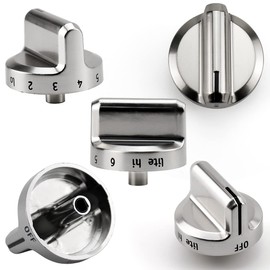 Funmit 5304502763 Range Control Knob Replacement for Frigidaire Stove Replaces PS11724147 AP5984069 EAP11724147 4279473, D Shaped Shaft with Metal Insert, Silver Plastic, 5 Pack