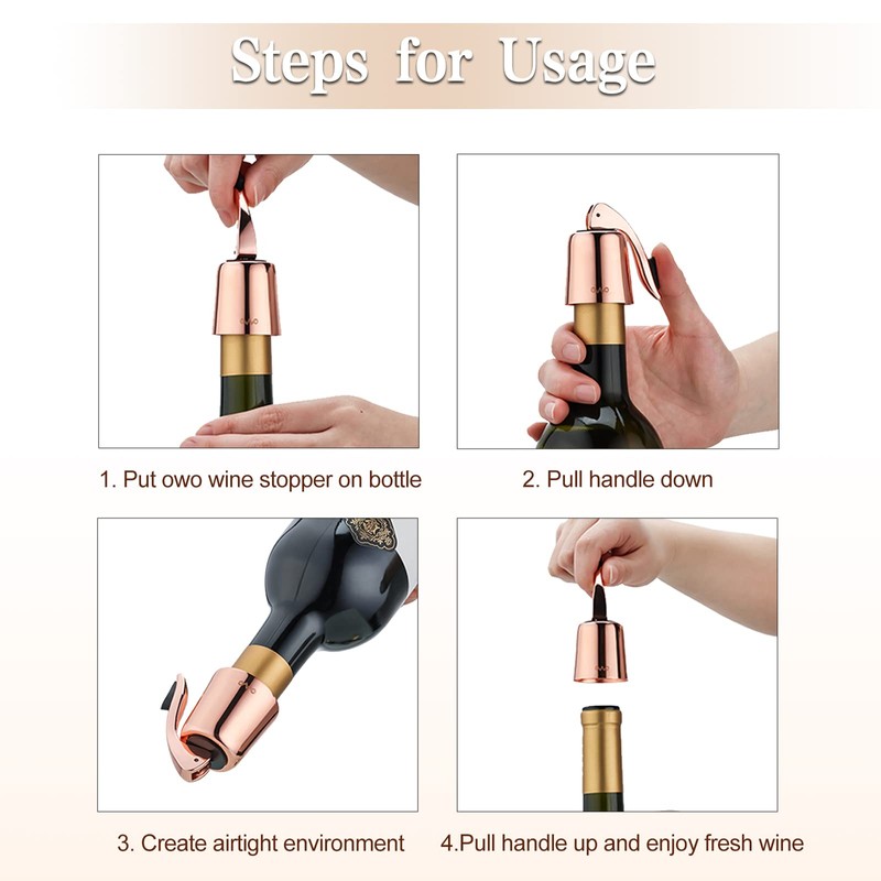 OWO Stainless Steel Wine Bottle Stopper, Reusable Wine Saver with