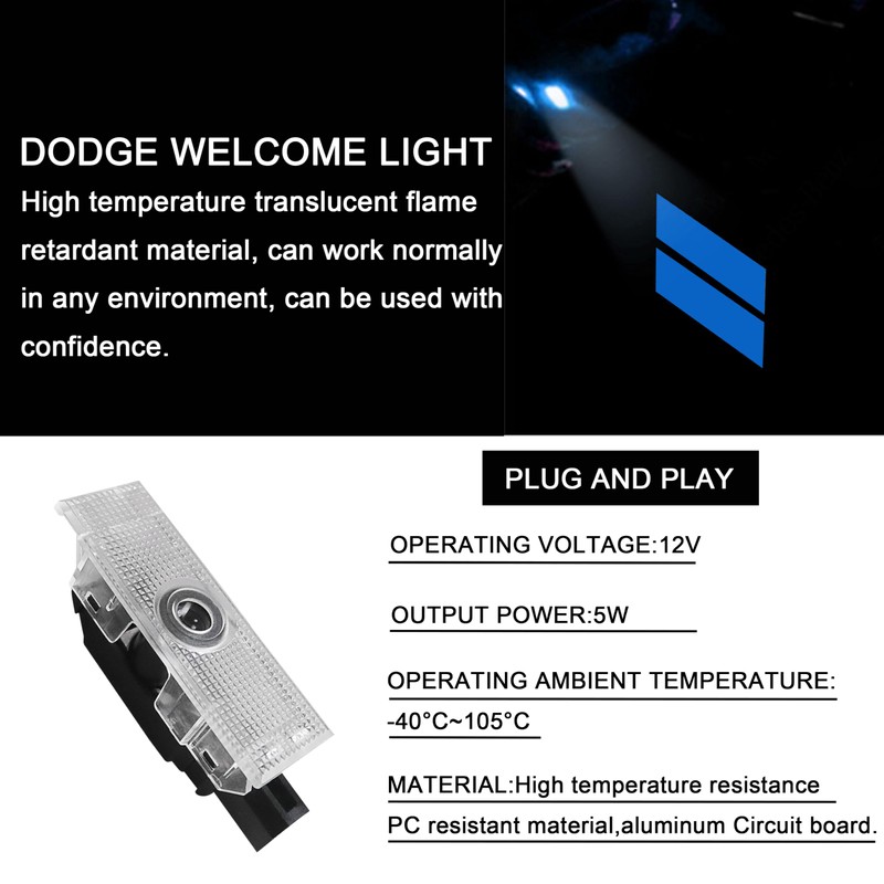 YOSRTER 2PCS Door Lights for Dodge Challenger Accessories LED Ghost