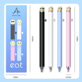 Mangpung Cute Emoji Retractable Gel Pens with Moving Mouth,0.5mm Fine Point Quick Dry Black Ink,4 Pack Funny Smiley Face Click Pens,Novelty Pens for School,Office,Journaling,Students,Teachers Gift