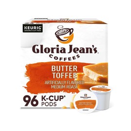 Gloria Jean's Coffees Butter Toffee, Single-Serve Keurig K-Cup Pods, Flavored Medium Roast Coffee, 96 Count, 24 Count (Pack of 4)