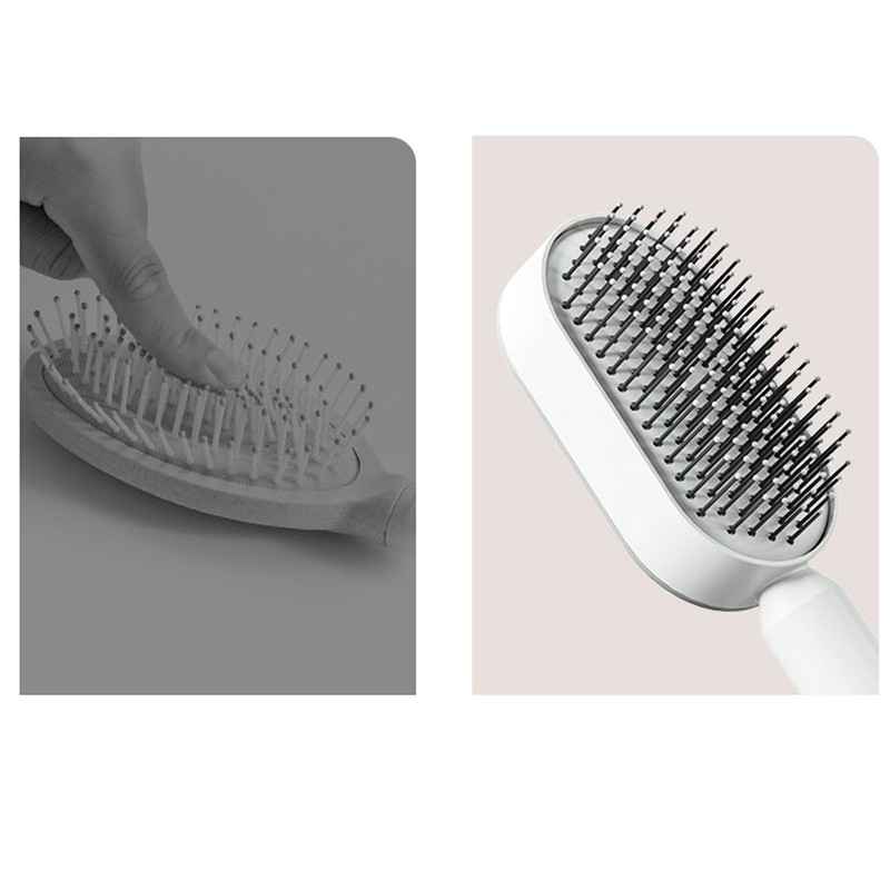 Cushion Hair Brush Self Cleaning Scalp Massage Rounded Comb Teeth