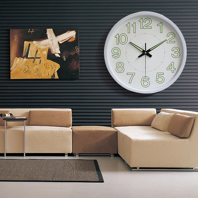 12 Inch Luminous Wall Clock Minimalist Round Quartz Clock for