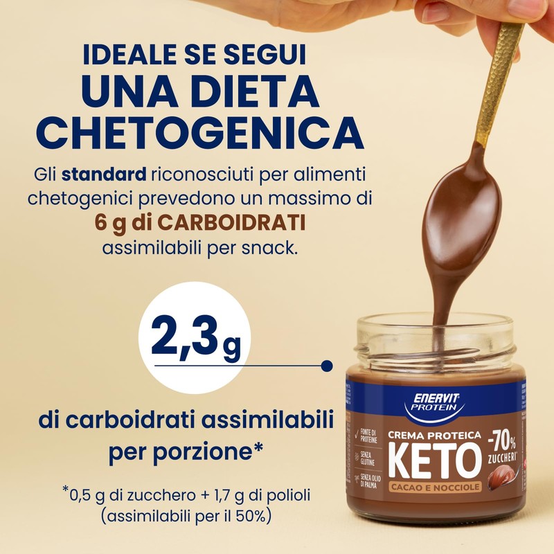 Enervit, Protein Cream Keto Cacao e Nocciole, -70% di Zuccheri,
