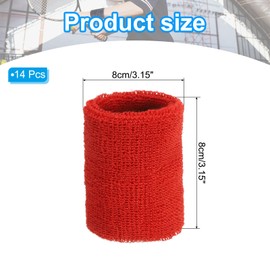 sourcing map Wrist Sweatbands Sports Wrist Bands Sweat for Men & Women Athletic Absorbent for Basketball Football Tennis Soccer Running Working Out Red, Pack of 14