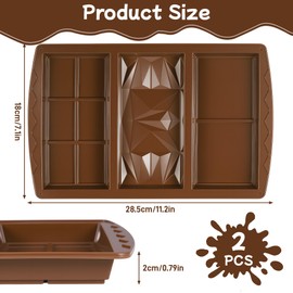 TranRantic 2 Pcs Deep Chocolate Bar Mold, Large Chocolate Molds Silicone, 3 Shapes Easy Release Thick Candy Molds, Reusable Silicone Molds for Chocolate Candy Bar (3 in 1)