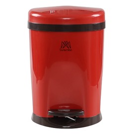 Ggbin 7 Liter Plastic Garbage Can with Foot Pedal, 1 Pack, Red