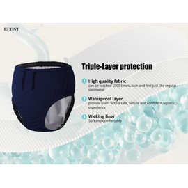 EEOST Youth Special Needs Reusable Swim Diapers Swimwear for Incontinence Cloth Diaper Covers Waterproof,Leakproof, Unisex (8-10T, Navy)