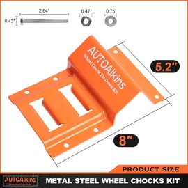 AUTOAlkins Wheel Chock Tie Down Kit, Trailer Tie Down Strap Kit, Heavy Duty Trailer Tie Down System for UTV, ATV, Mower, etc, Wheel Chock & Tie-Down Accessories, 4-Tire Kit (Orange)
