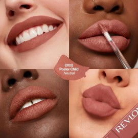 Labial Liquido Revlon Larga Duracion ColorStay Limitless Matte hasta 24Hrs, 100% Vegano Con Acido Hialuronico Hidratante Acabado Mate Tono Poster Child