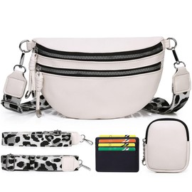 EINYNIUER bauchtasche damen Leder Crossbody Bag Damen Umhängetasche Damen Breiter gurt Geldbörse Schultertaschen Mode Hüfttaschen Klein Moderne Breitem Schultergurt Weiss